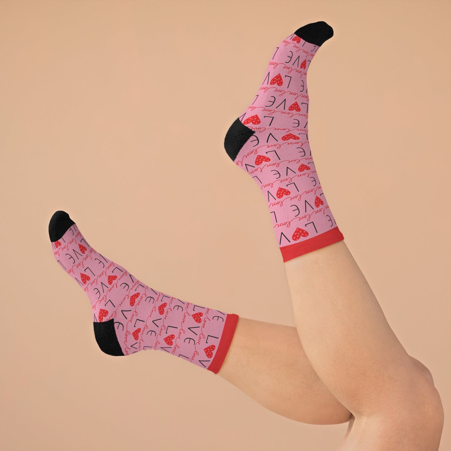 Socks with Love All Over Them - Valentine's Day - Recycled Materials  🌿🌿