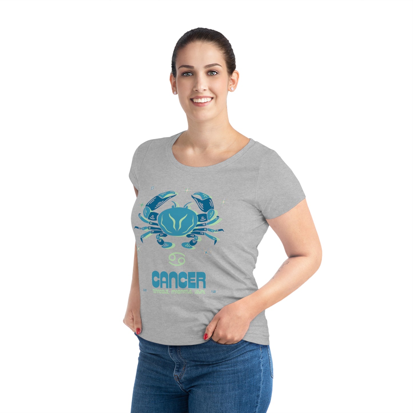 Women's Cut Sustainable Organic Cotton Zodiac T-shirt - Cancer  🌿🌿