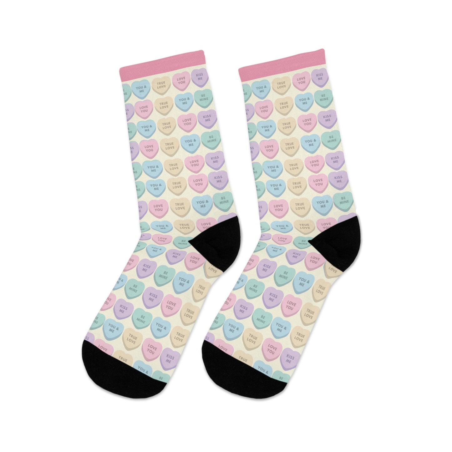 Socks - Pastel Valentines Candy Hearts Design - Recycled Materials  🌿🌿