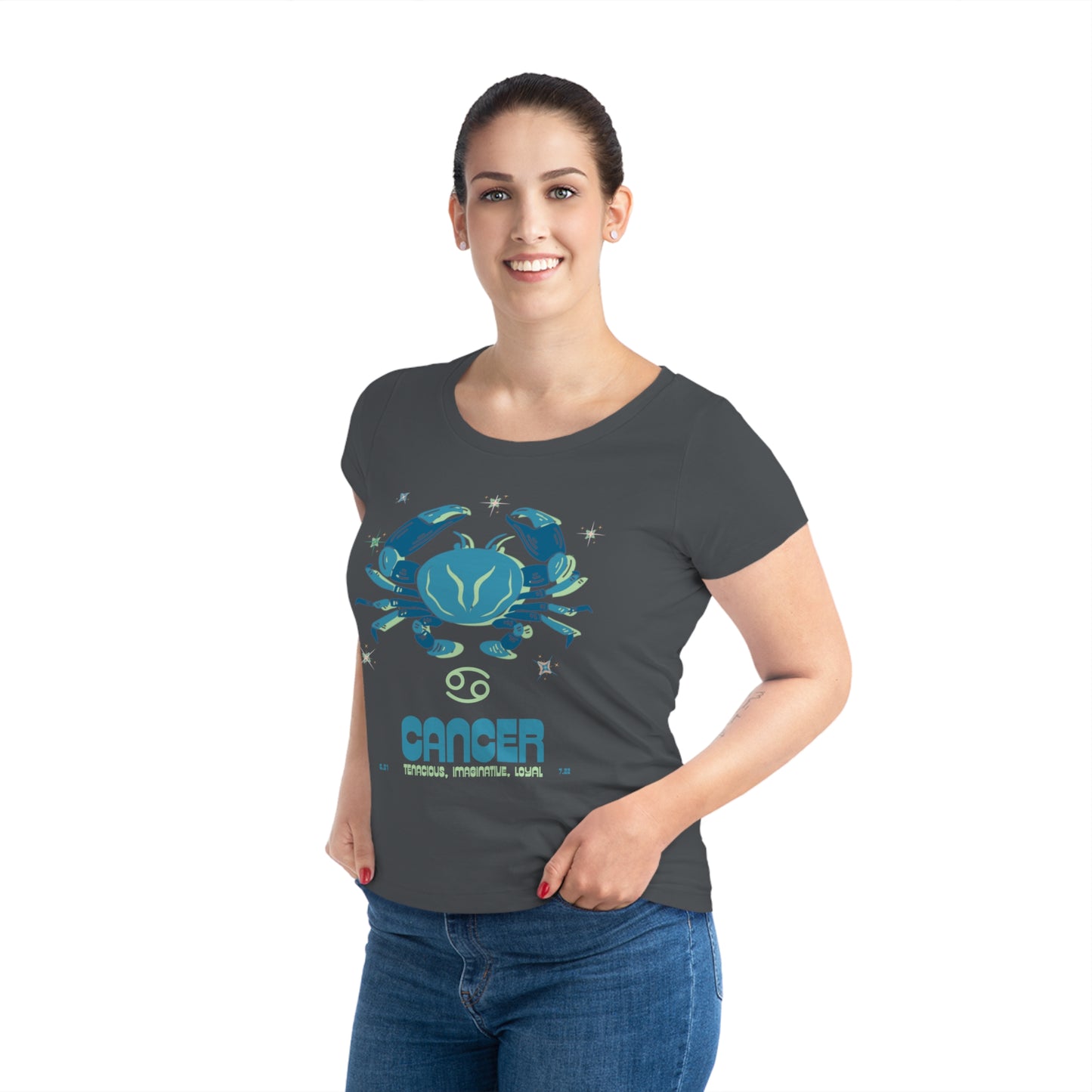 Women's Cut Sustainable Organic Cotton Zodiac T-shirt - Cancer  🌿🌿