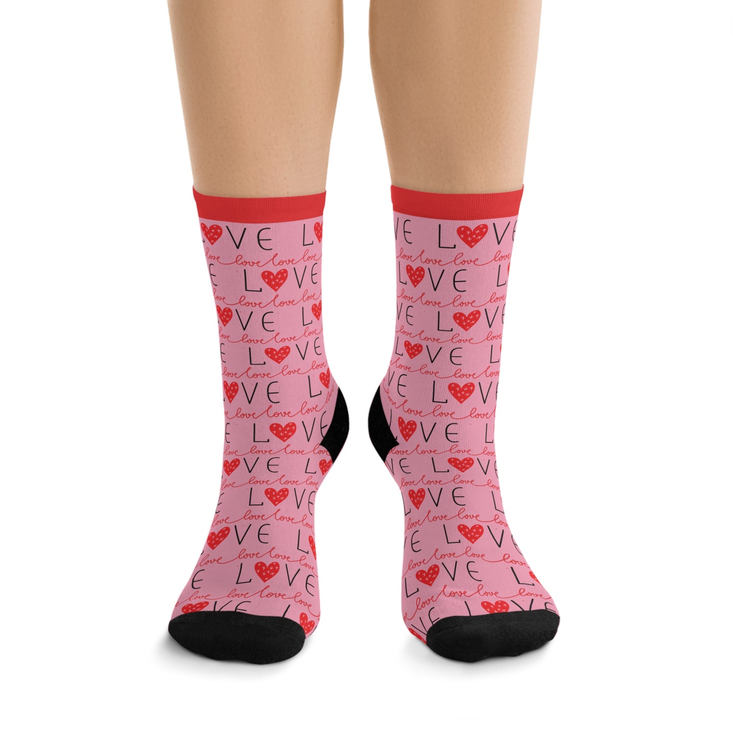 Socks with Love All Over Them - Valentine's Day - Recycled Materials  🌿🌿