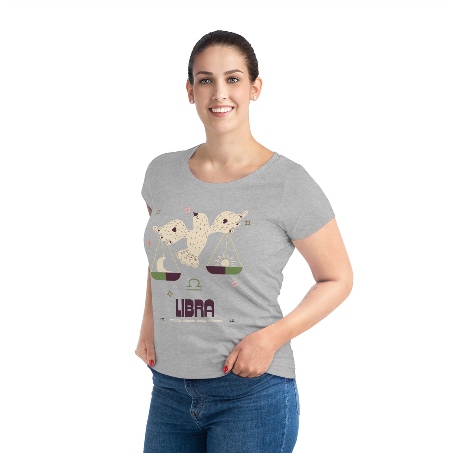 Women's Cut Sustainable Organic Cotton Zodiac T-shirt - Libra  🌿🌿