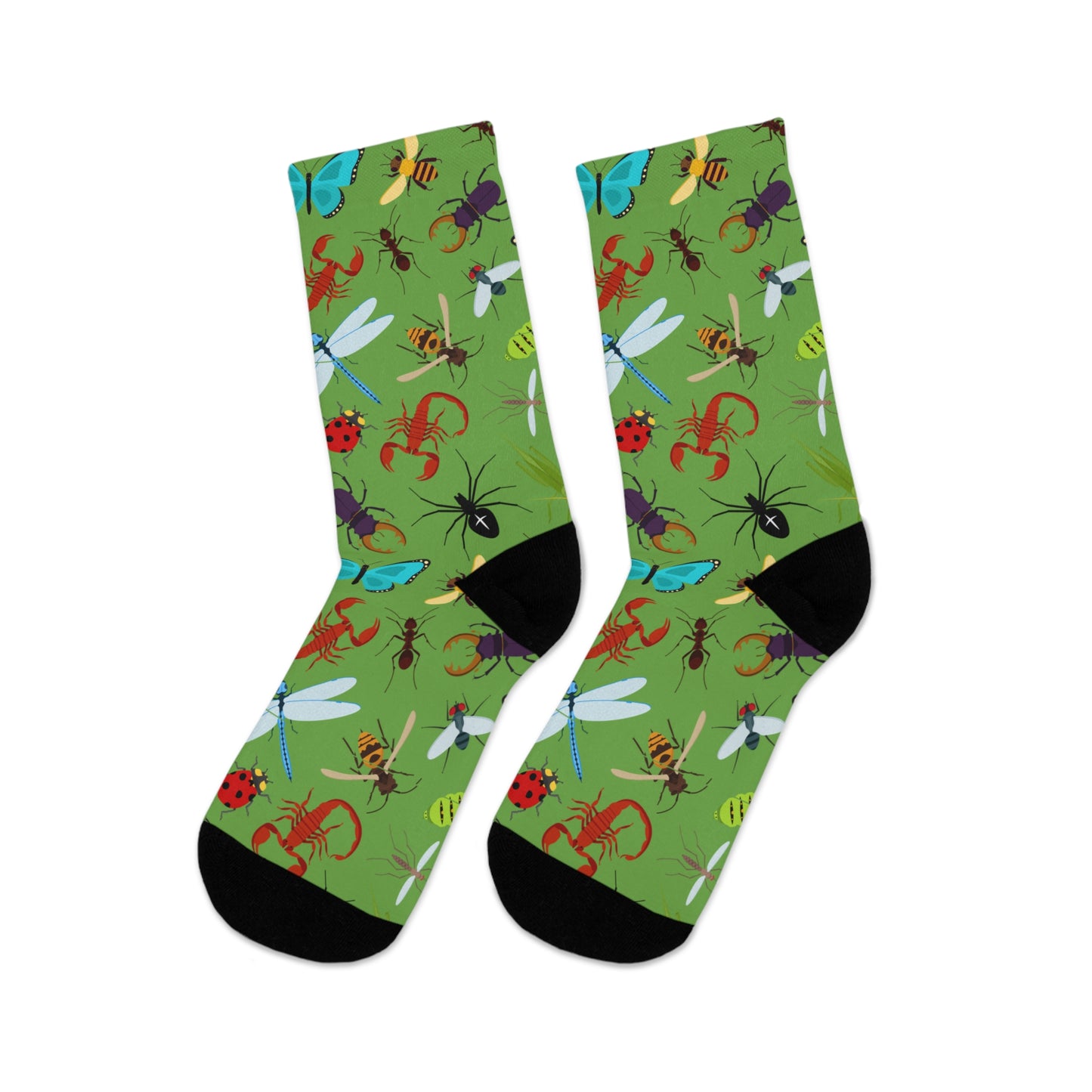 Insect Socks Grass Green- Colorful Made from Recycled Material  🌿🌿