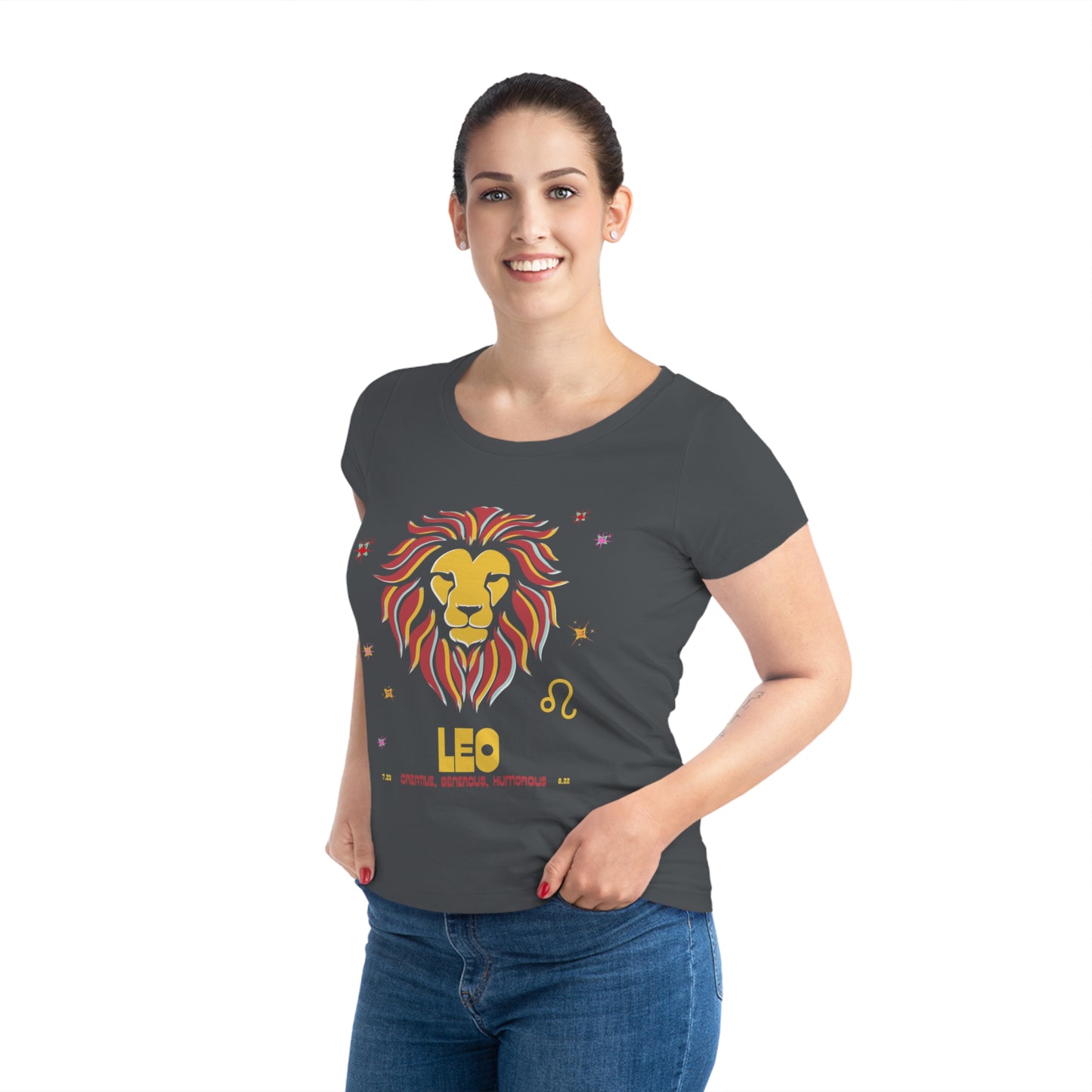 Women's Cut  Sustainable Organic Cotton Zodiac T-shirt - Leo  🌿🌿