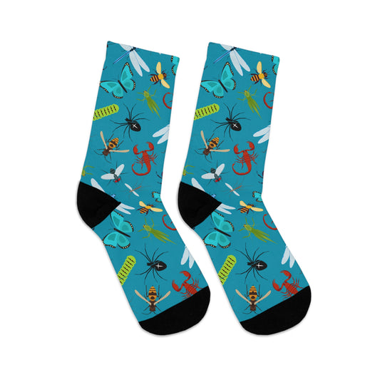 Insect Socks Cerulean Blue - Colorful Made from Recycled Material  🌿🌿