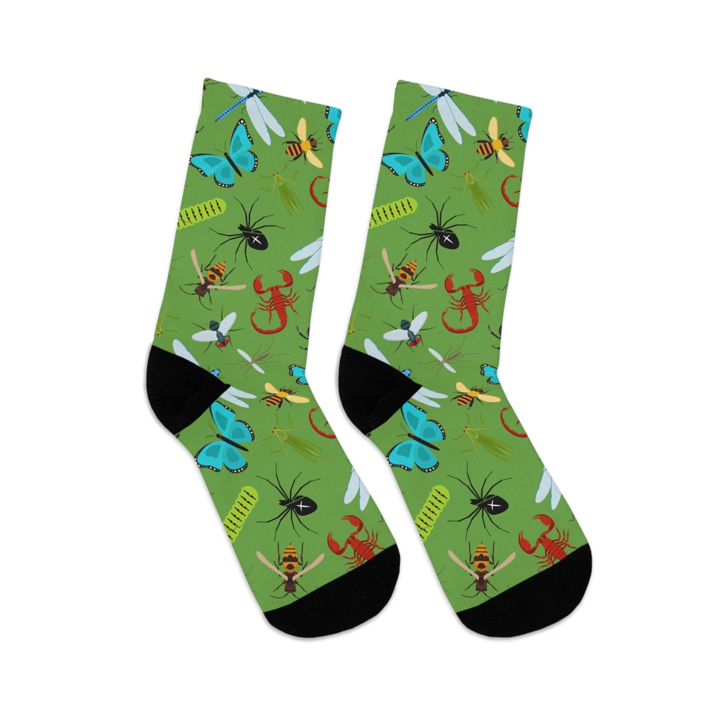 Insect Socks Grass Green- Colorful Made from Recycled Material  🌿🌿