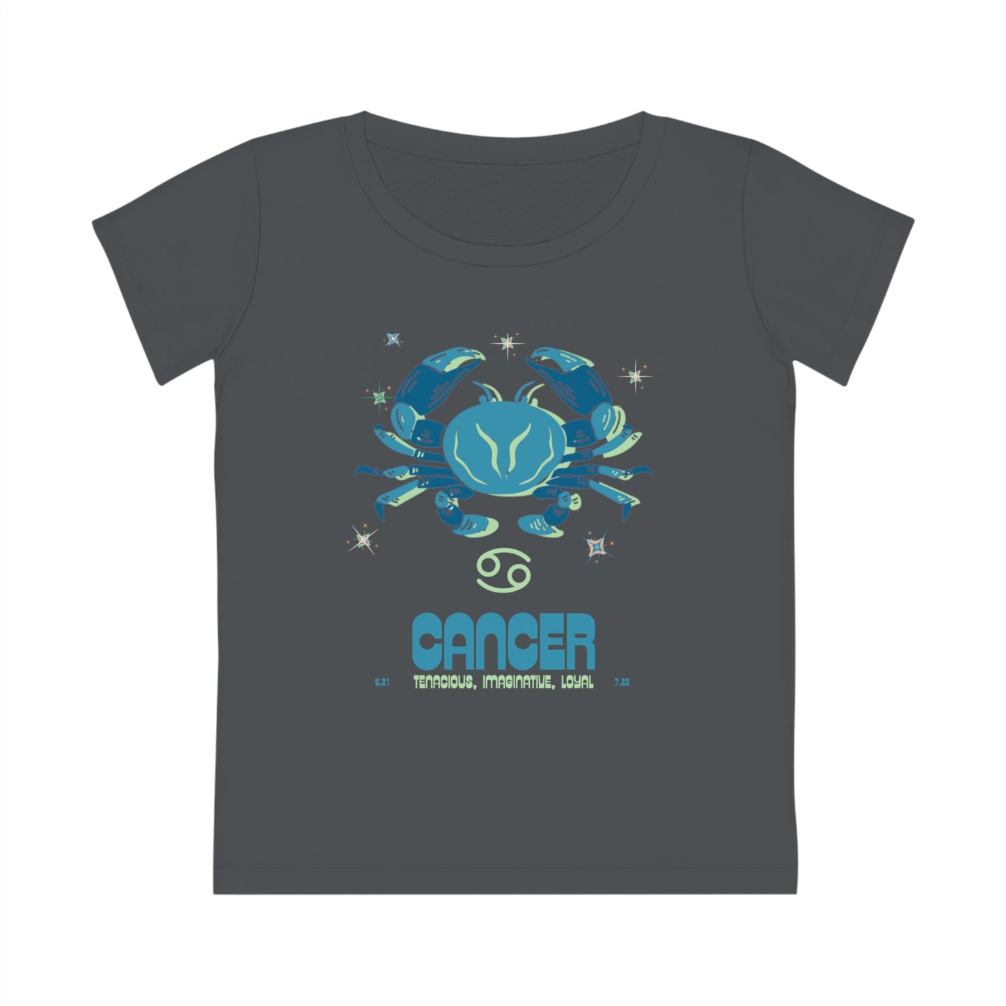 Women's Cut Sustainable Organic Cotton Zodiac T-shirt - Cancer  🌿🌿