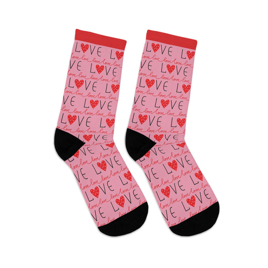 Socks with Love All Over Them - Valentine's Day - Recycled Materials  🌿🌿