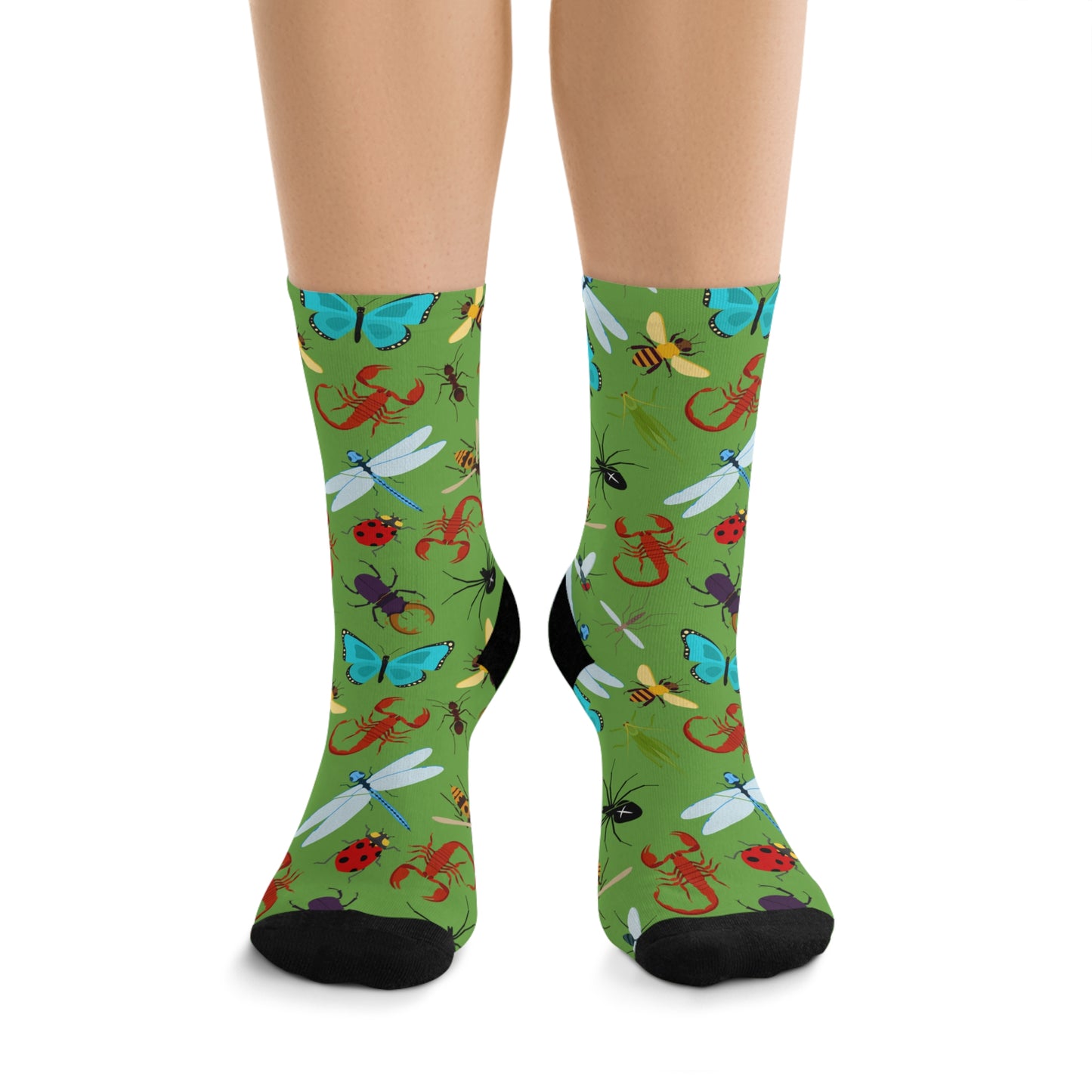 Insect Socks Grass Green- Colorful Made from Recycled Material  🌿🌿