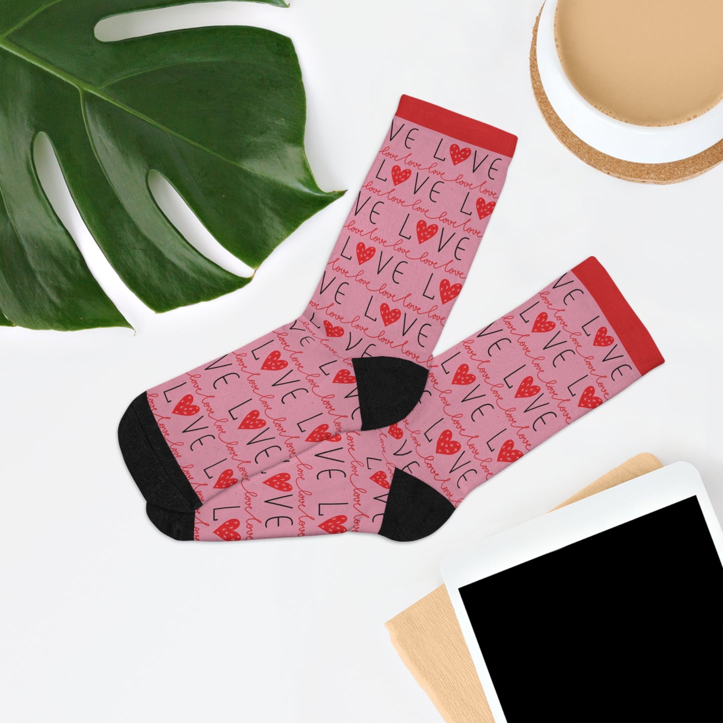 Socks with Love All Over Them - Valentine's Day - Recycled Materials  🌿🌿