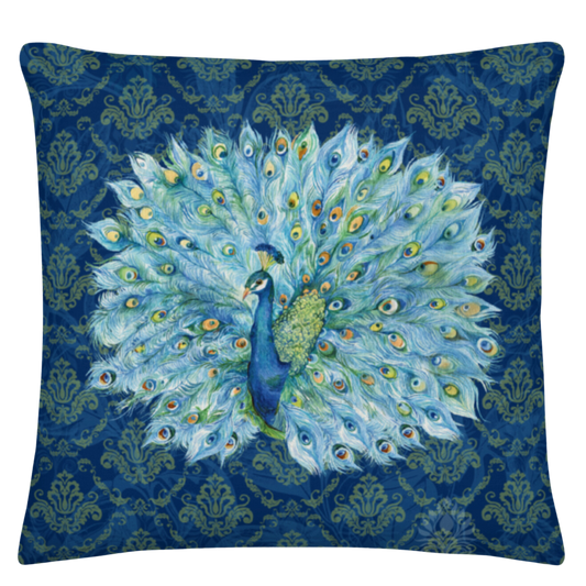 Peacock in Blues Pillow  🌿