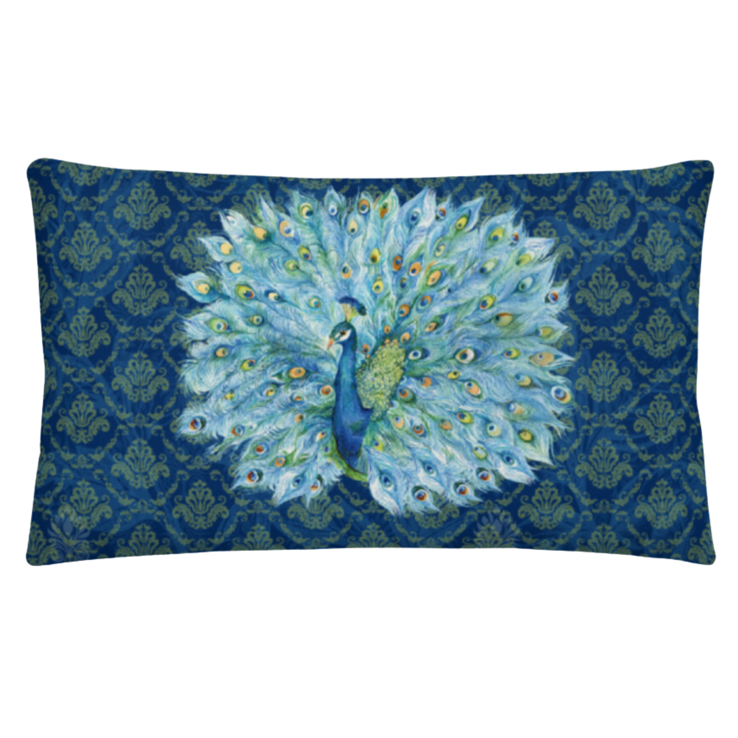 Peacock in Blues Low Pillow  🌿