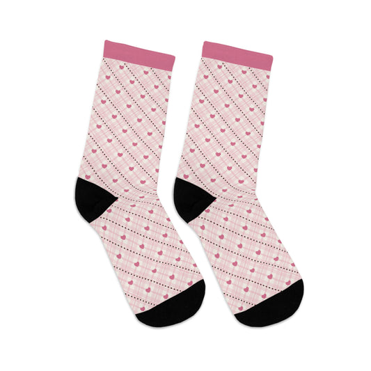 Socks Valentine's Day Pink Hearts - Recycled Materials    🌿🌿