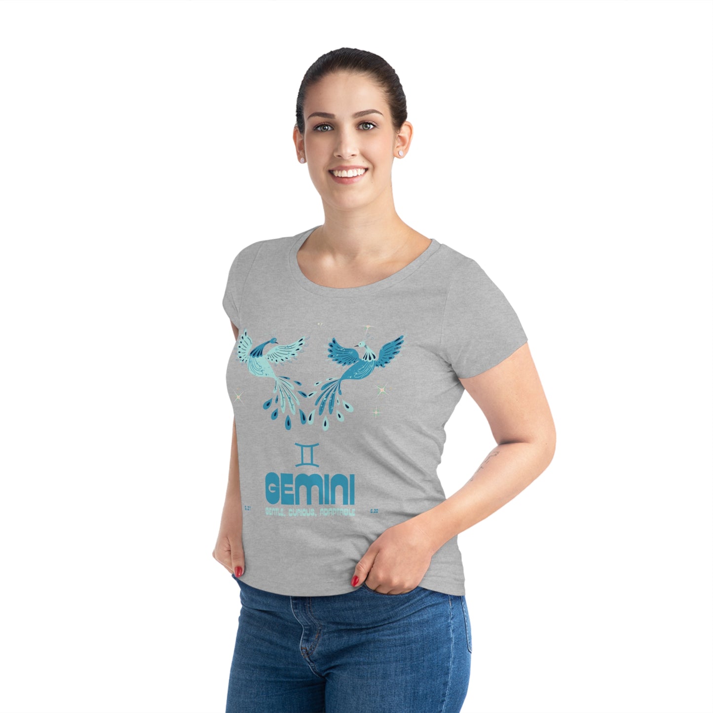 Women's Cut Sustainable Organic Cotton Zodiac T-shirt - Gemini  🌿🌿