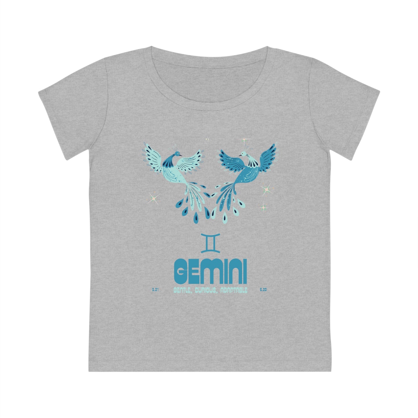 Women's Cut Sustainable Organic Cotton Zodiac T-shirt - Gemini  🌿🌿