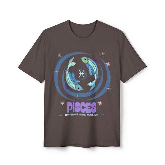 Unisex 100% Recycled Fiber Zodiac T-shirt - Pisces  🌿🌿🌿