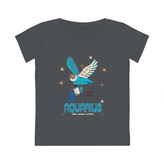 Women's Cut Sustainable Organic Cotton Zodiac T-shirt - Aquarius  🌿🌿