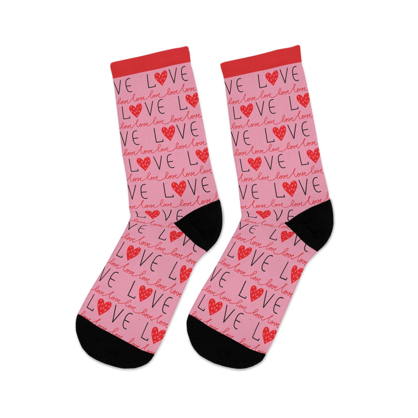 Socks with Love All Over Them - Valentine's Day - Recycled Materials  🌿🌿