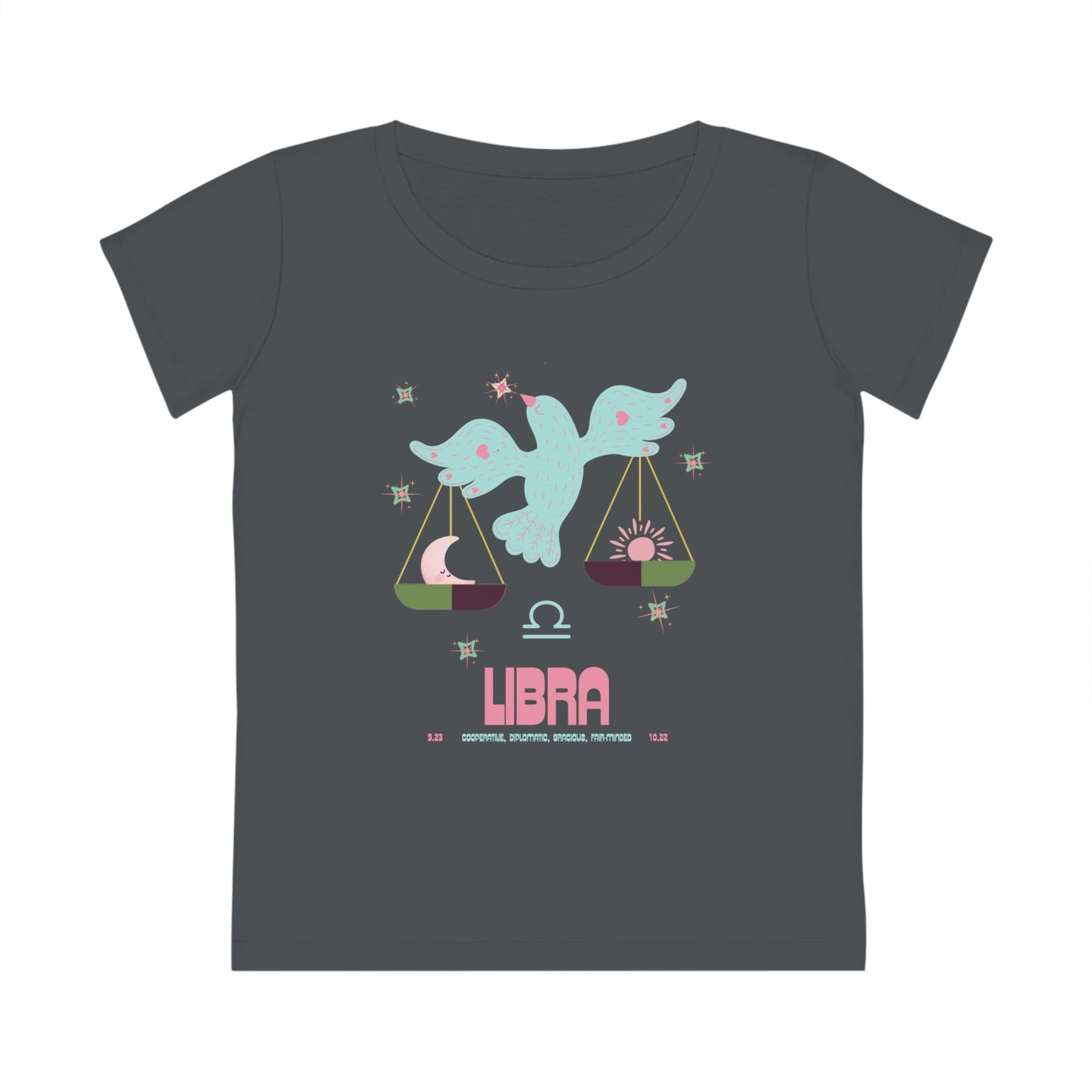 Women's Cut Sustainable Organic Cotton Zodiac T-shirt - Libra  🌿🌿