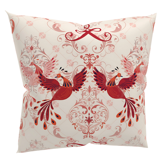 Partridges and Floral Pillow  🌿